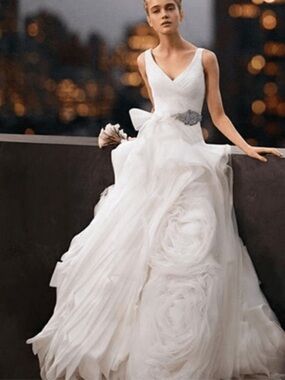 White by Vera Wang Tulle Rosette Wedding Dress